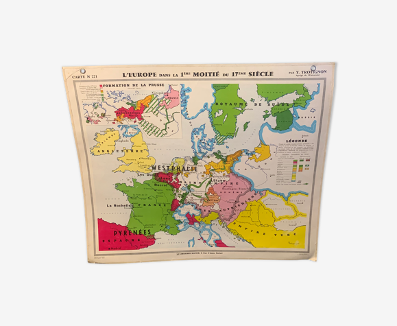 Carte d’école l’Europe au 17 ème siècle
