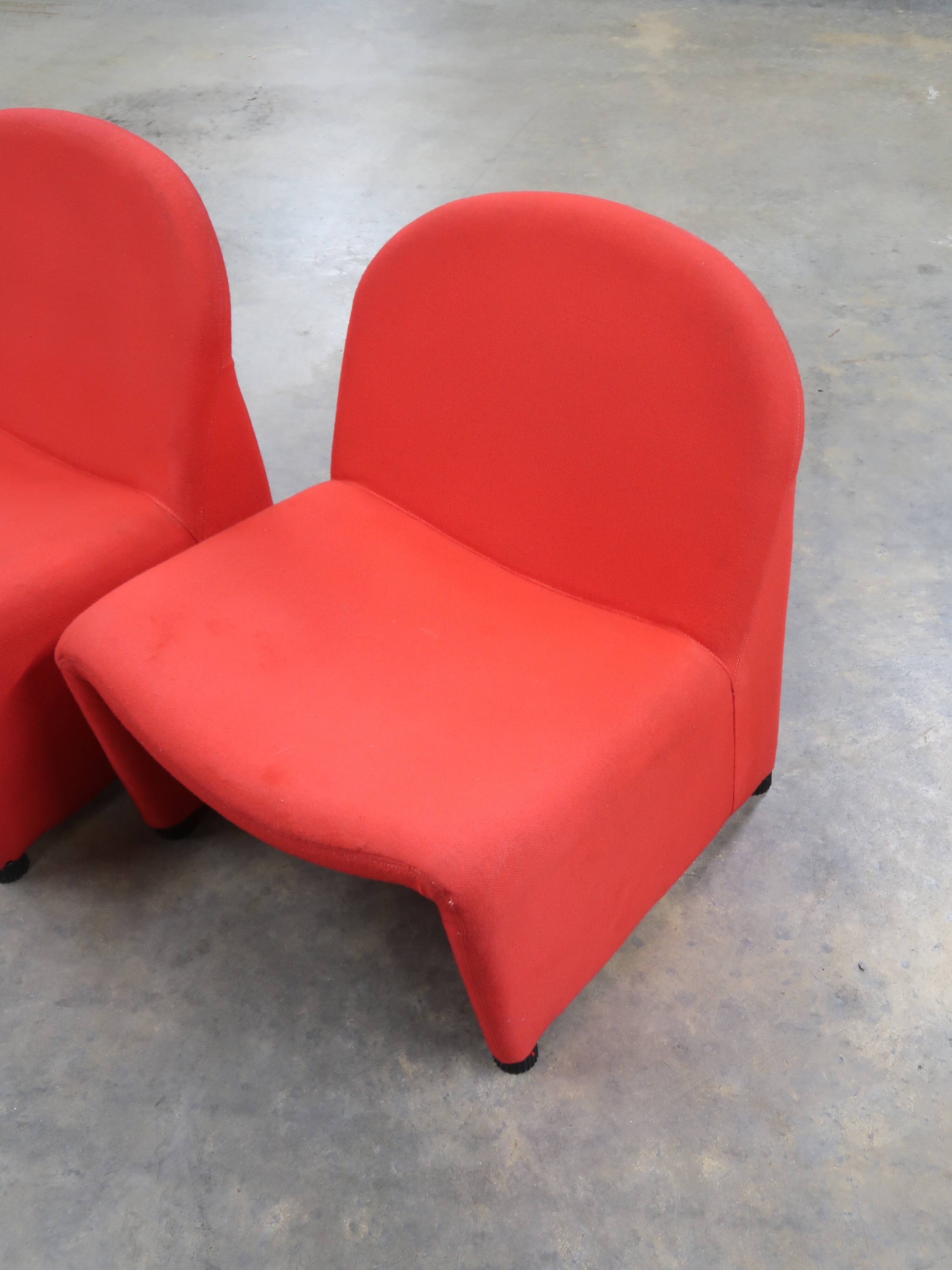 Pair of vintage red armchairs