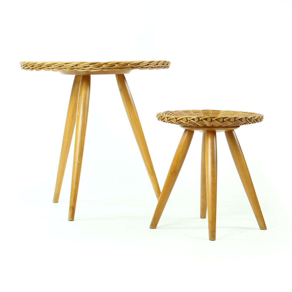 Rattan coffee table by Uluv, Czechoslovakia, circa 1960