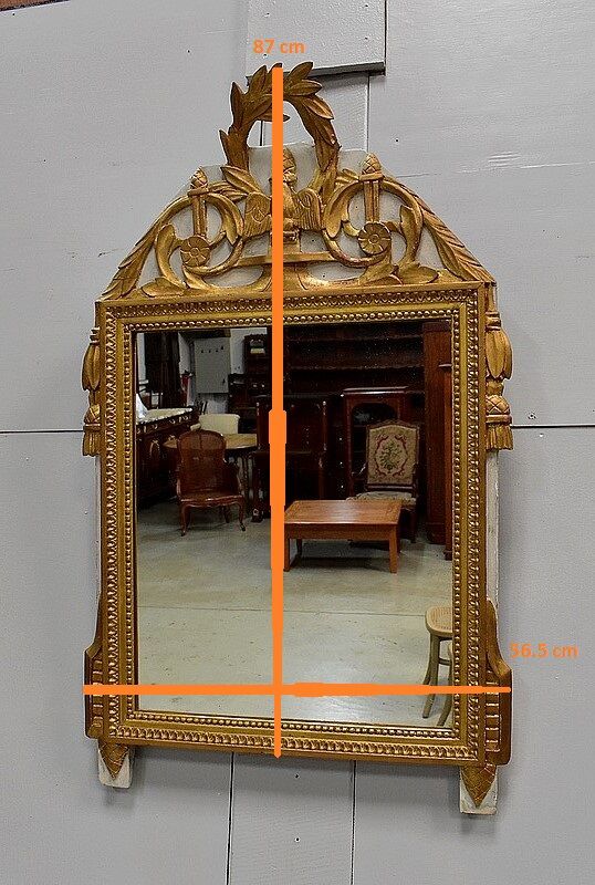 Golden wooden mirror, Louis XVI style - early 20th century
