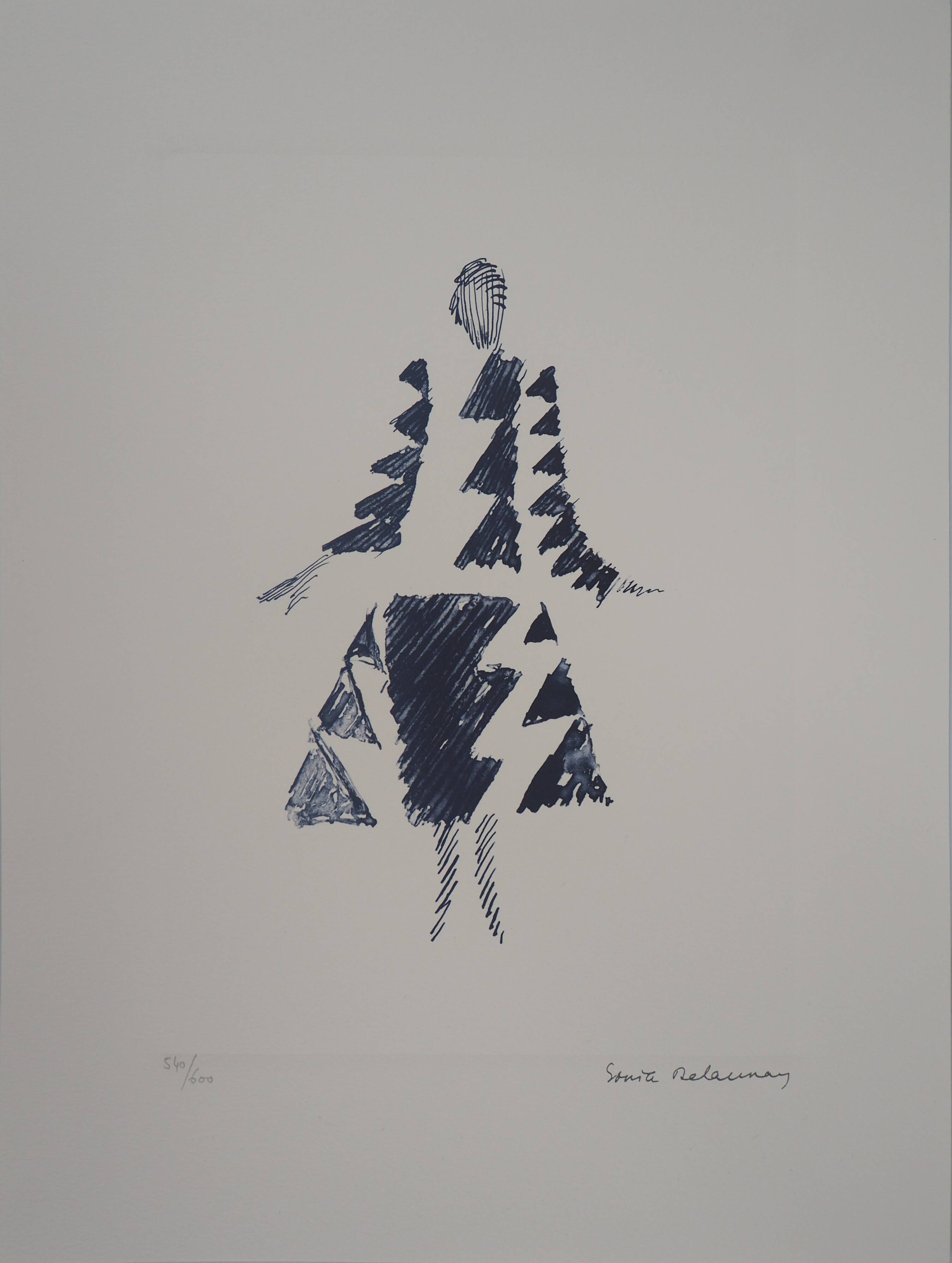 Sonia delaunay: rythmes triangles dress - signed lithograph