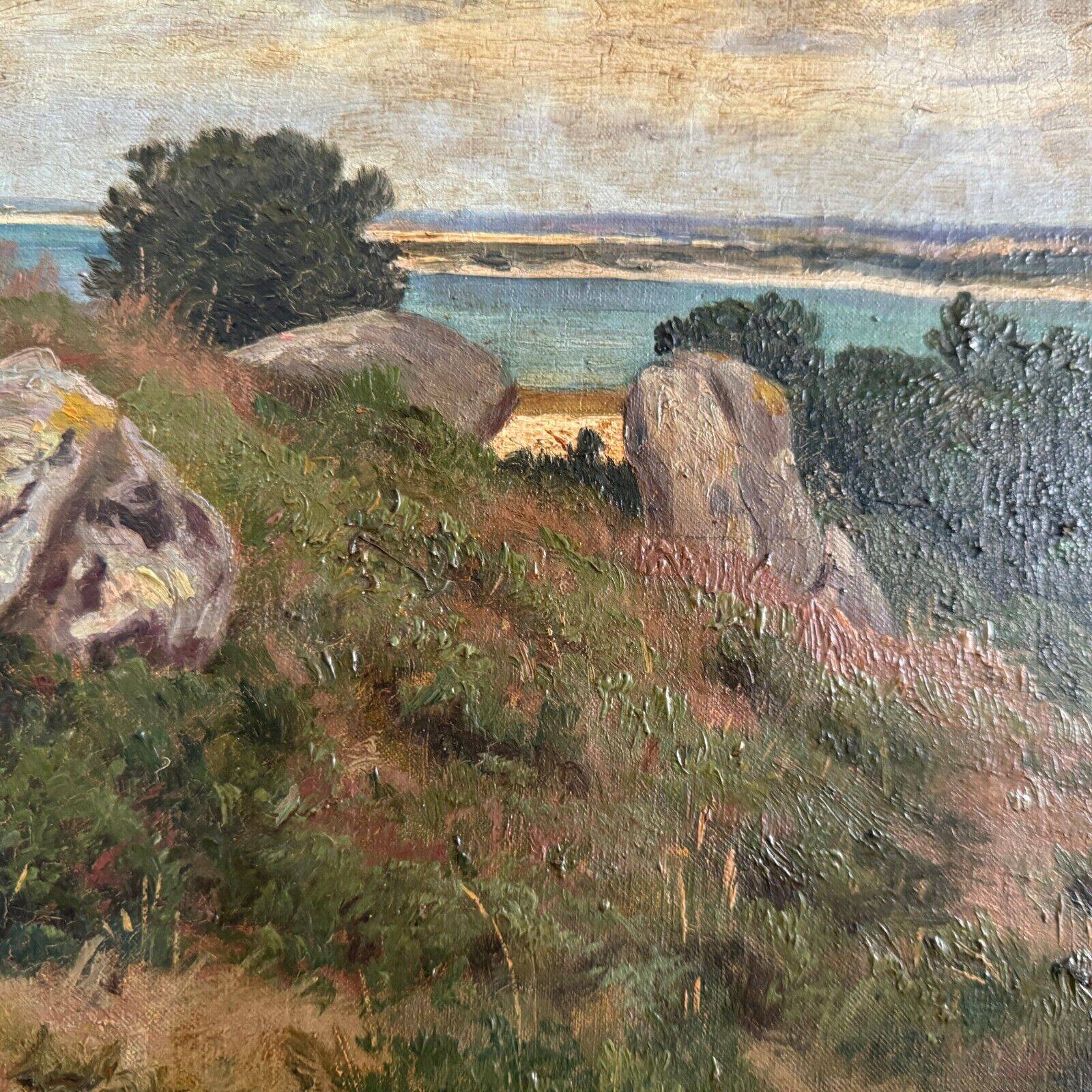 Oil on canvas representing Plounéour-Trez by Georges Levreau early 20th century