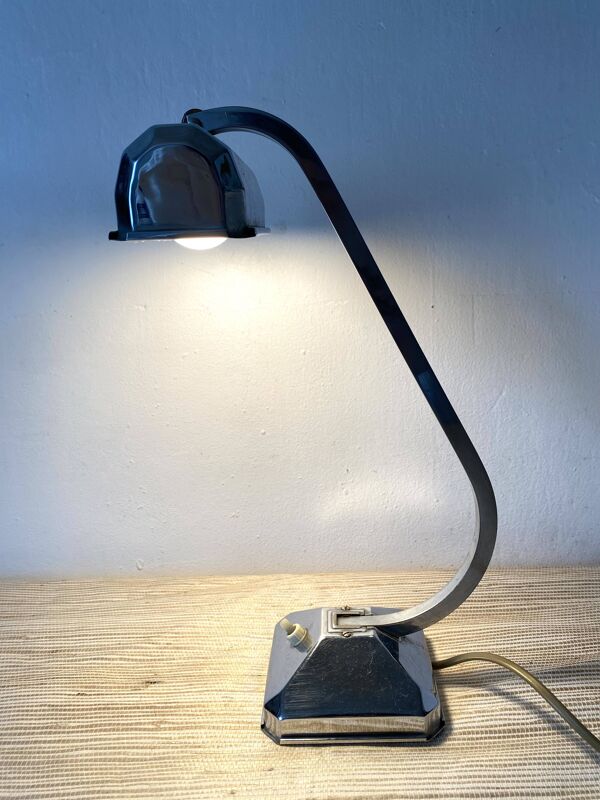 Lampe de bureau chromée  Art Déco – lampe atelier rétro