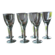 7 green blown glass bubble wine glasses