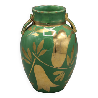 Beau vase art deco en ceramique signe boch la louviere