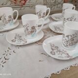 Set of 6 ARC FRANCE espresso coffee cups and undercups with location for sweets