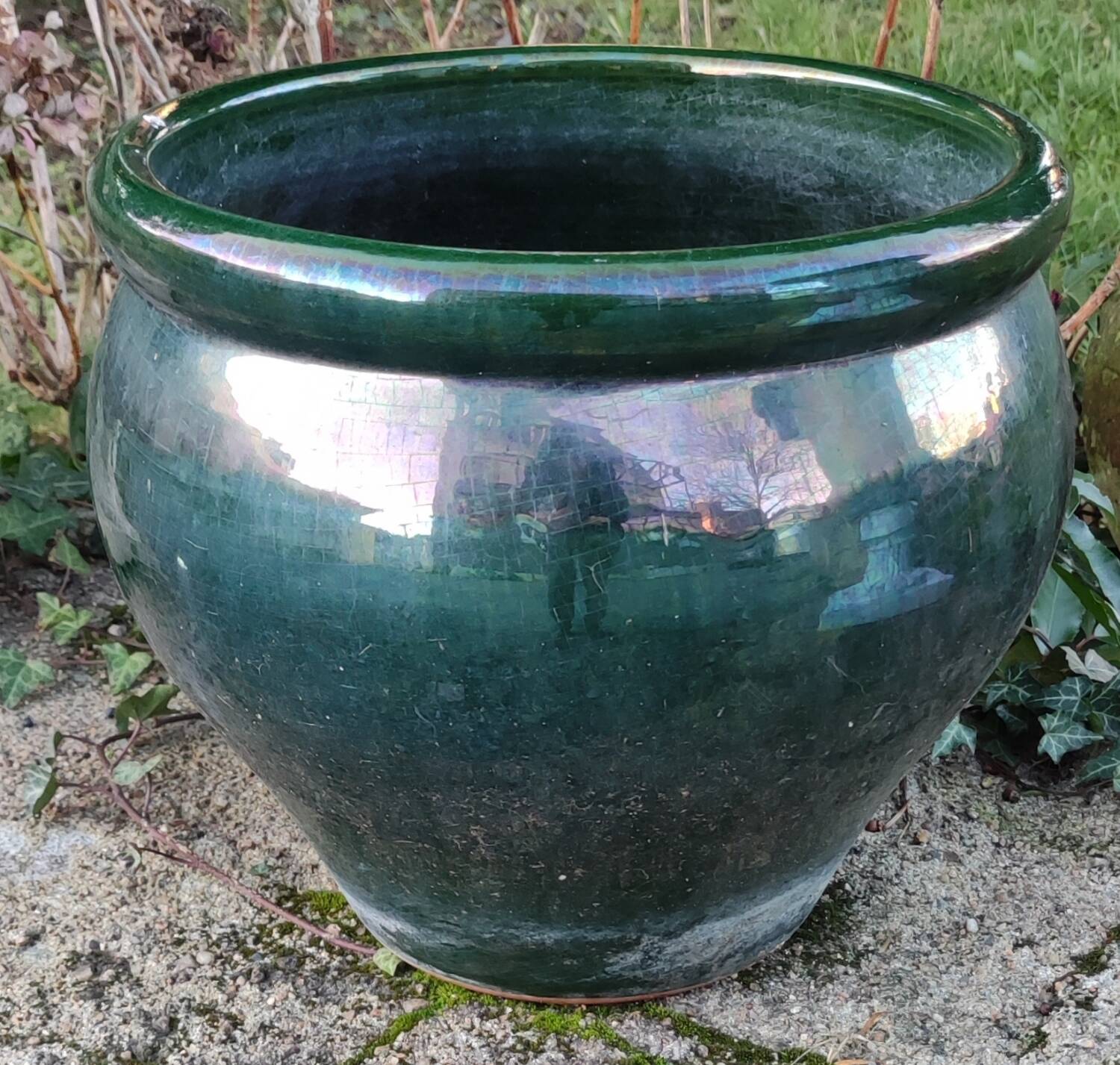 Exterior interior glazed terracotta pot cover