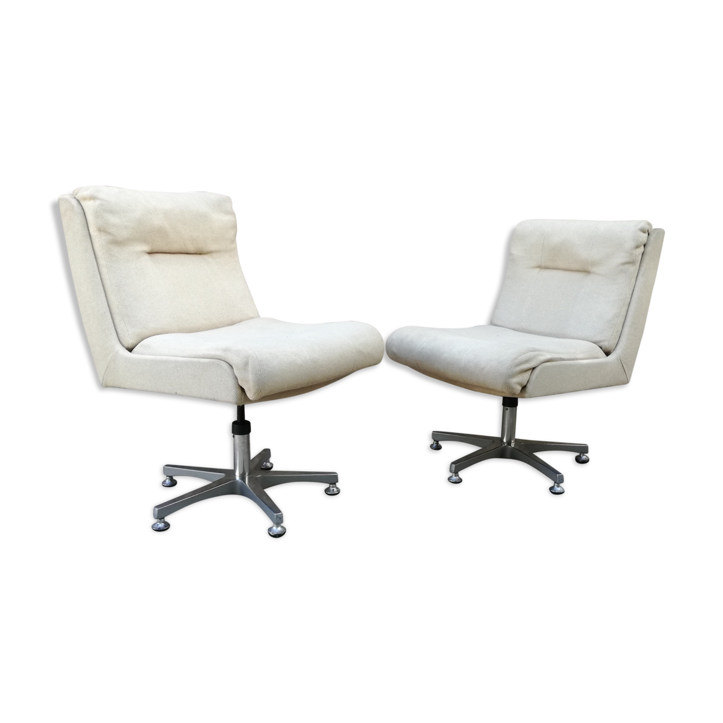 Tweed swivel armchairs 1970