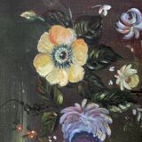 Acrylic painting on canvas, country decoration, bohemian flowers