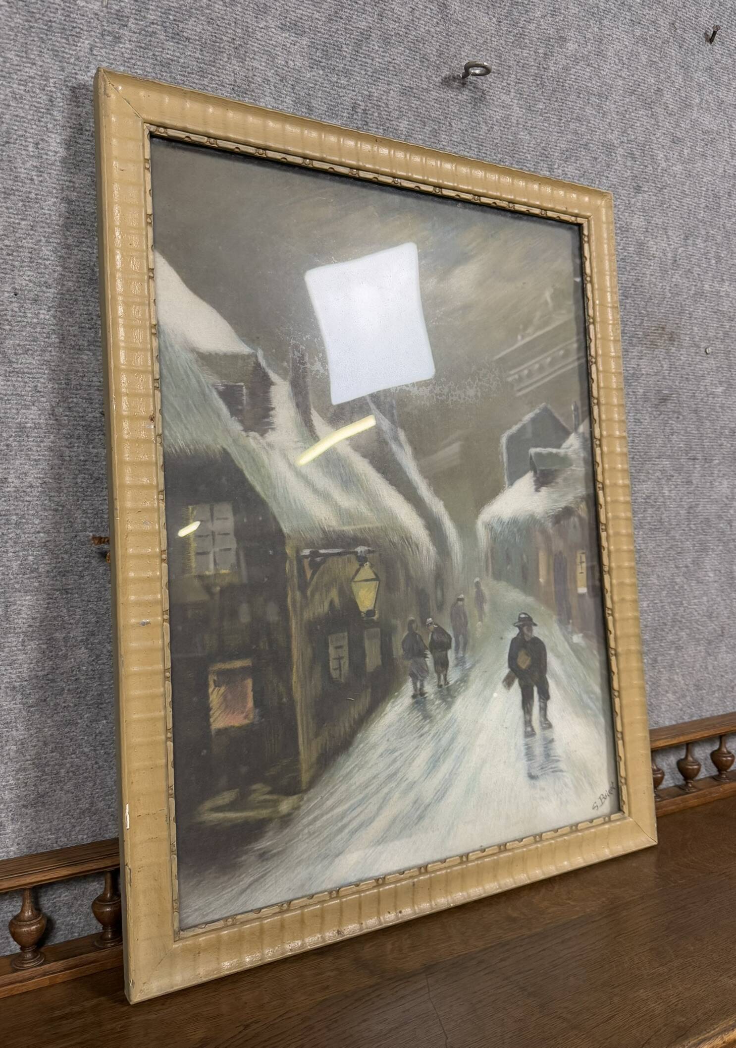 G.Boizot: Tableau école française "La nuit hivernale" daté 1928