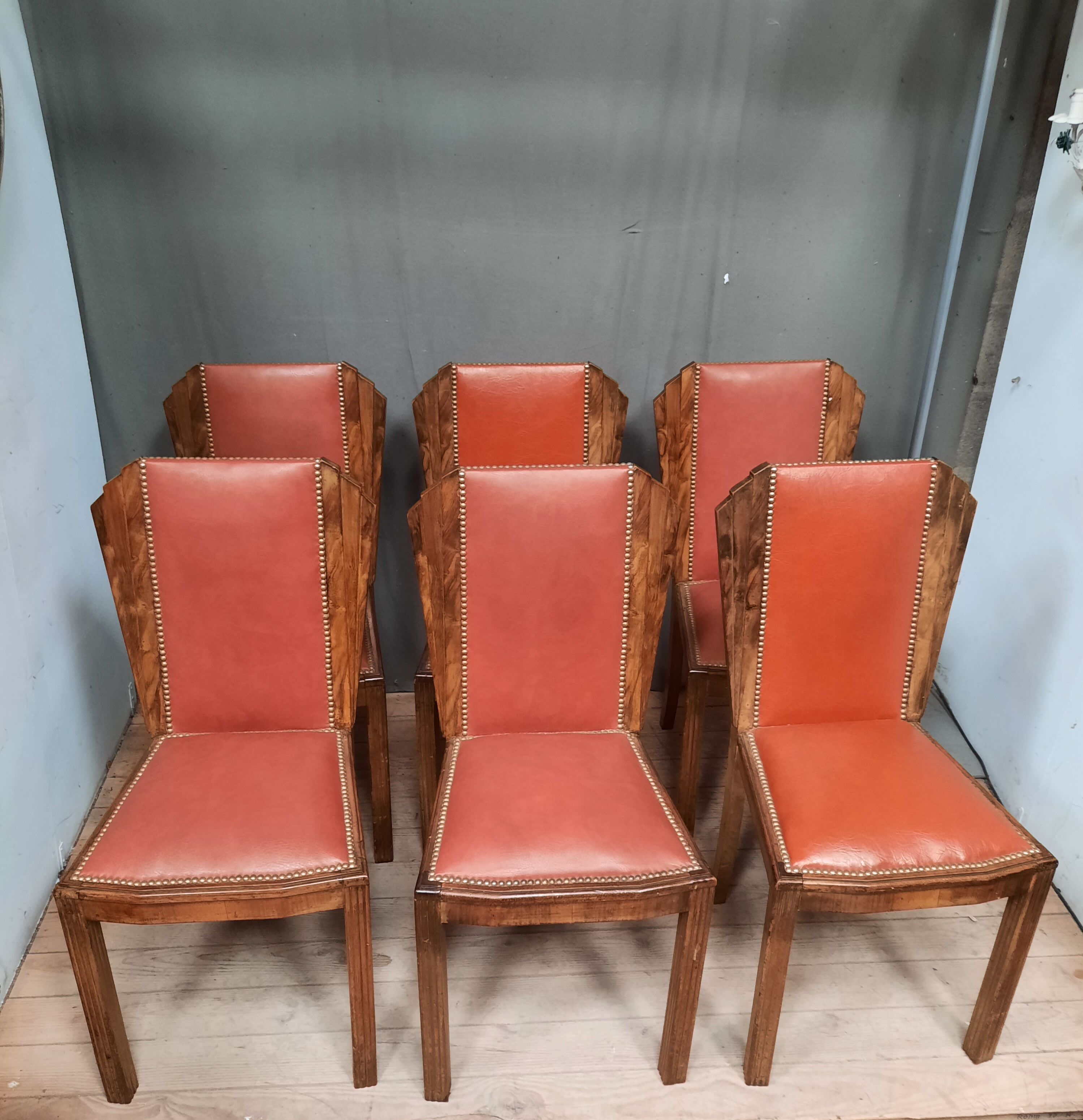 Series of 6 art deco chairs