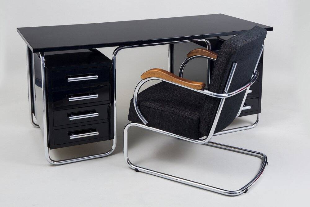 Bauhaus Writing Desk in Chrome by M. Breuer for Thonet, Czech, 1930s