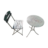 Guéridon et chaise de bistro vintage