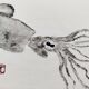 Original print of a squid, framed painting