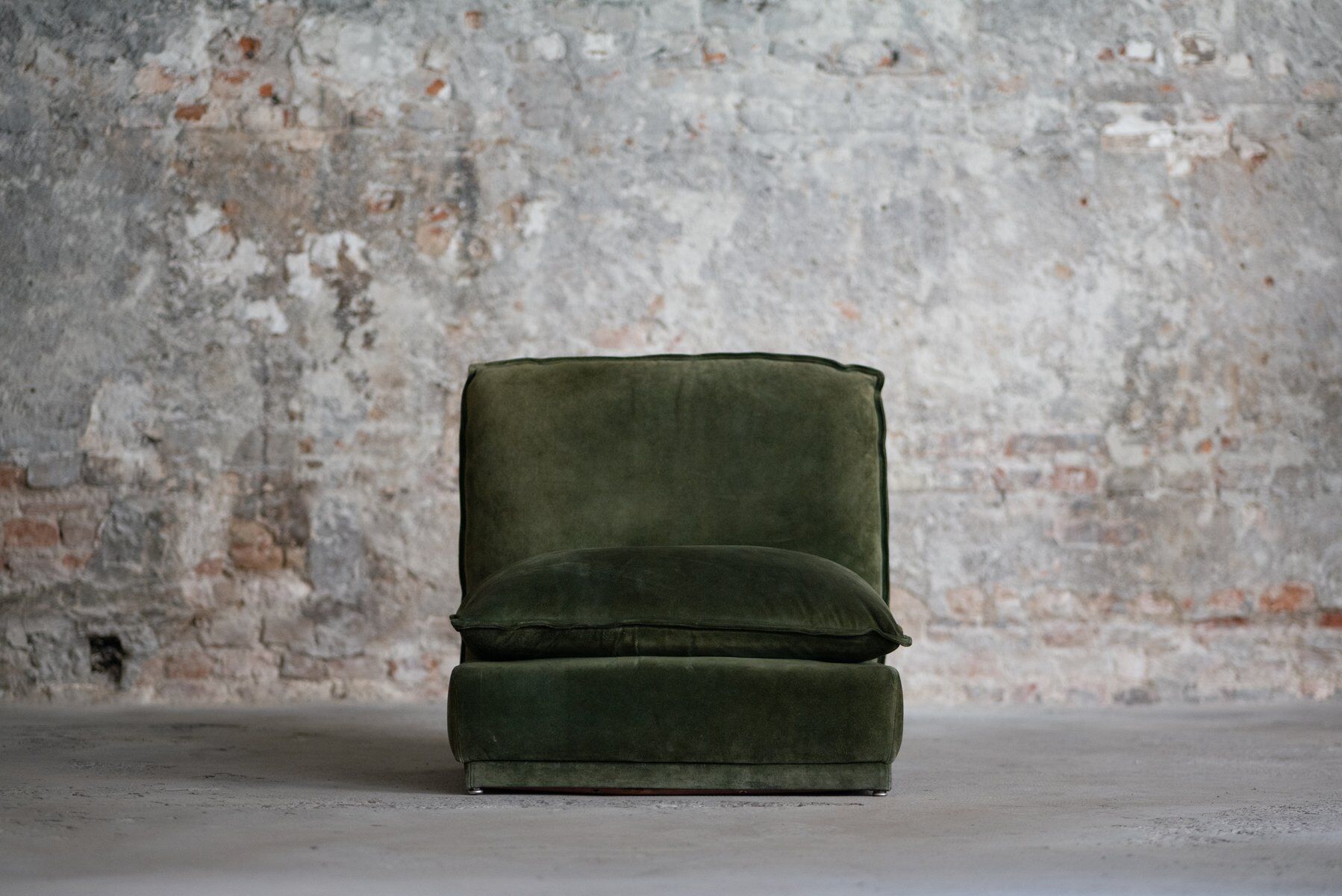 Vintage suede leather armchair, Italy, 1970s