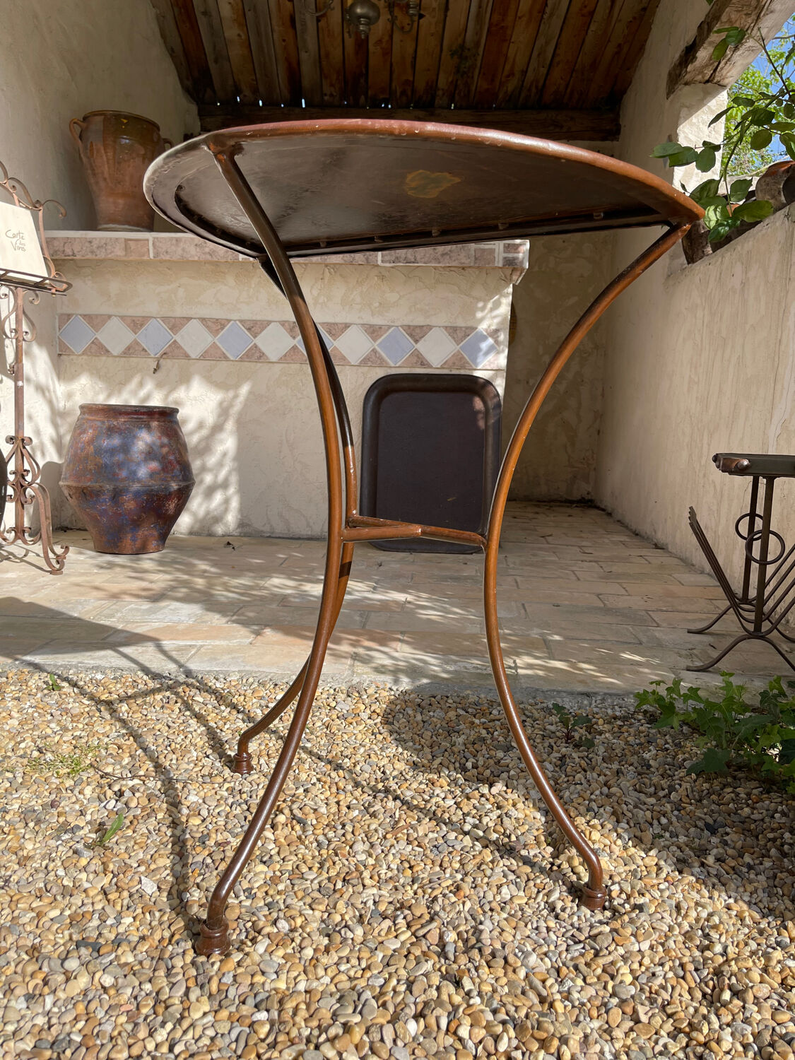 Artisanal wrought iron console table