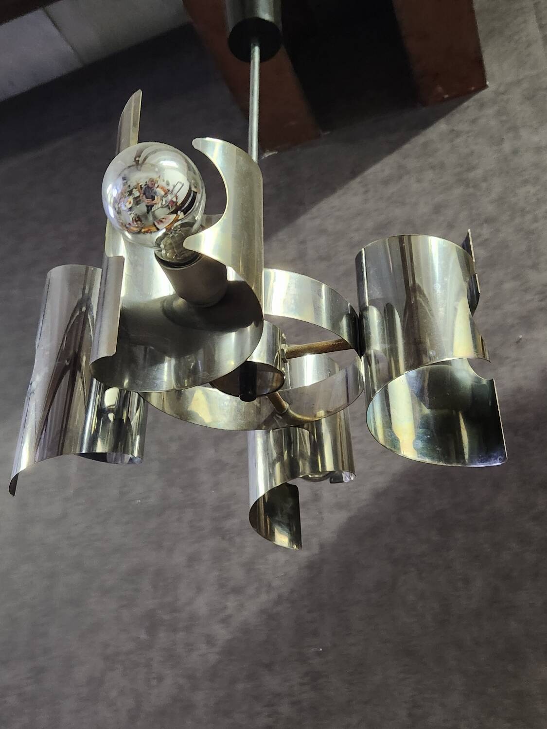 Vintage ceiling light with 4 lights, space age design.