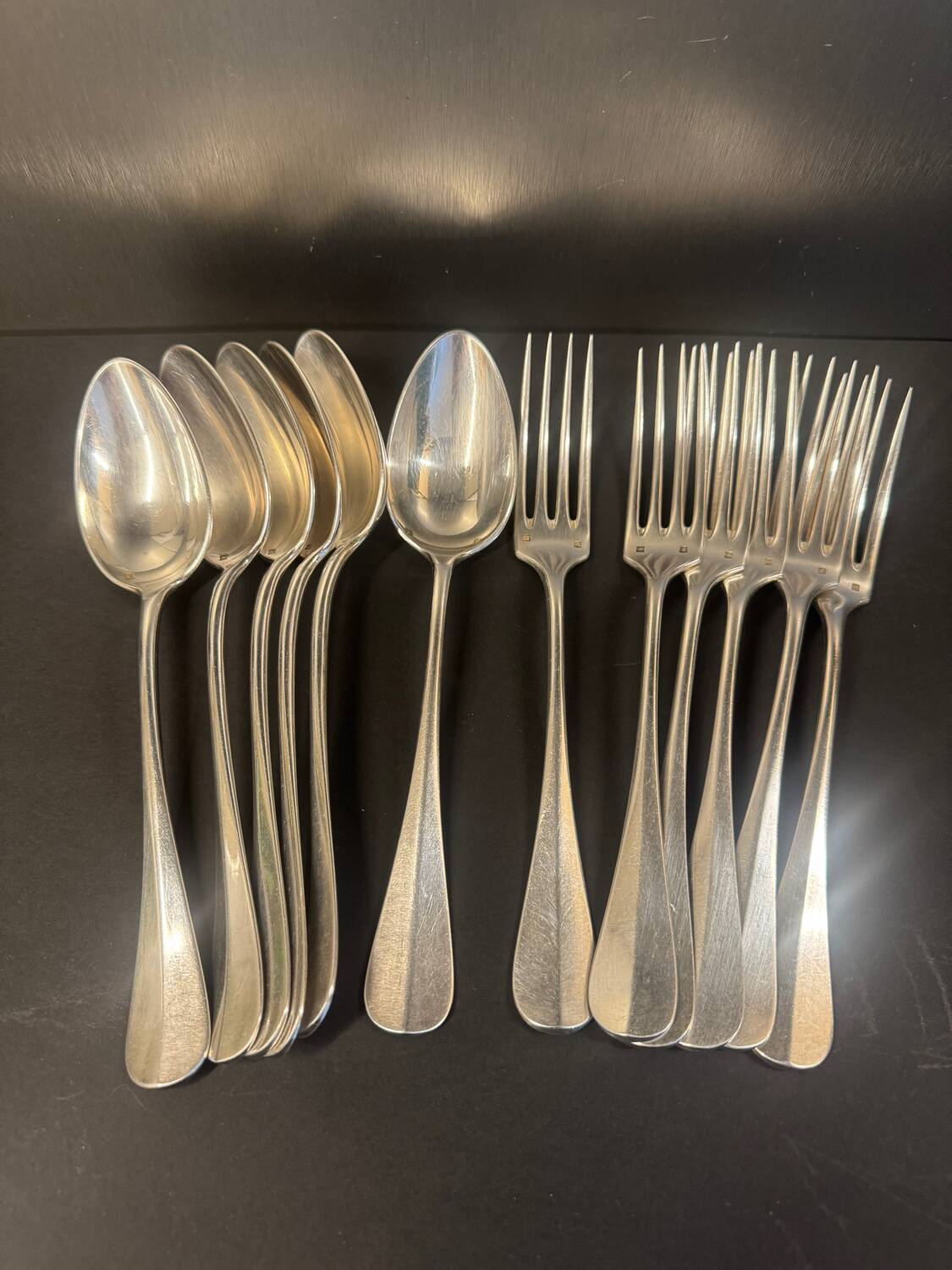 Set of 12 antique silver-plated cutlery – Afenide Manufacture