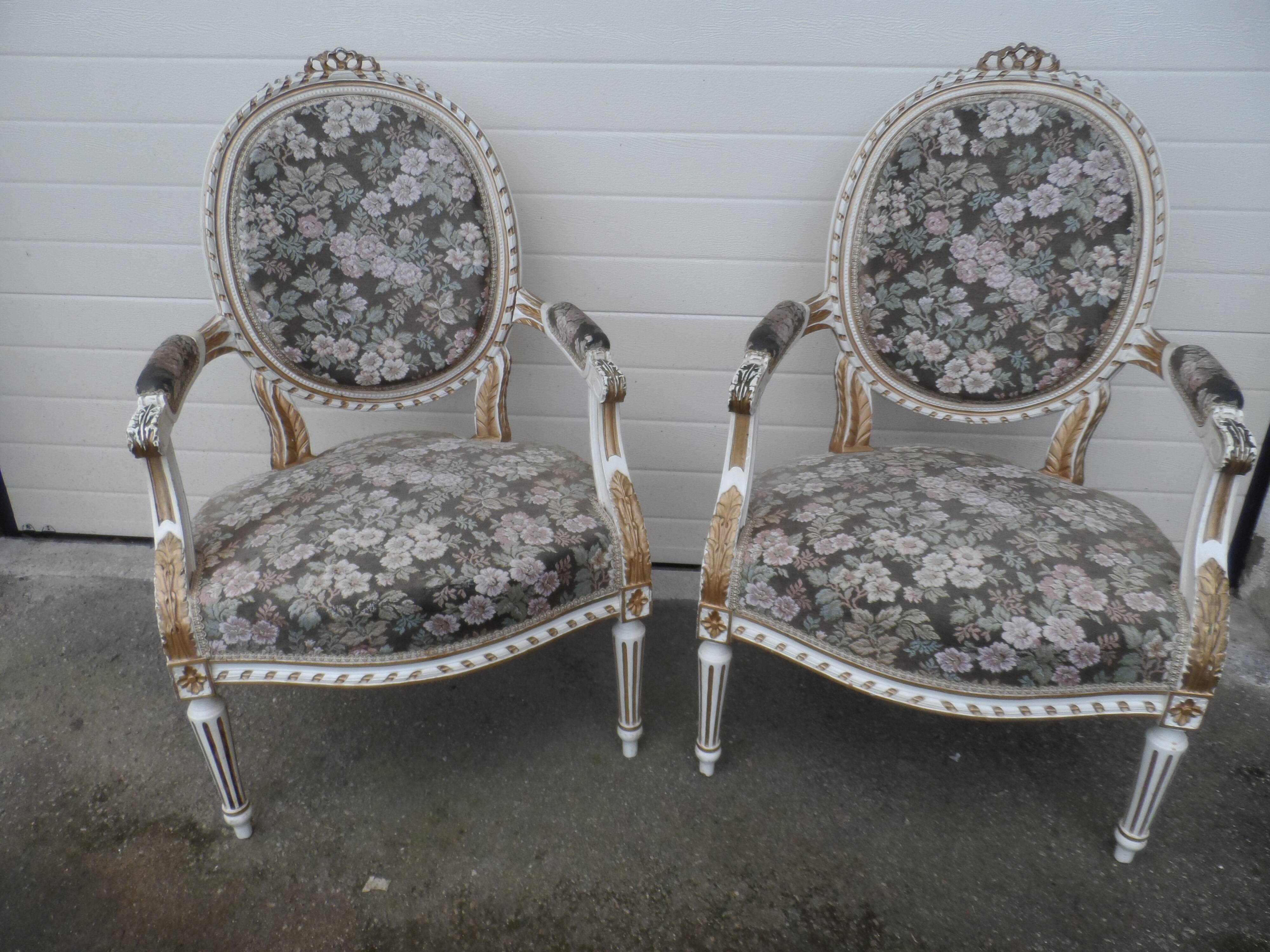 Four medallion armchairs