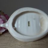 Soap holder or swan trinket in vintage iridescent white ceramic, swan sponge holder, jewelry holder