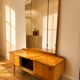 Coiffeuse vintage - mid century années 50 en sycomore ondé miroir triptyque