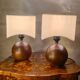 Scandinavian design bedside lamp round wooden ball 26x15 cm
