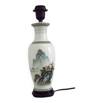 Base de lampe de table en porcelaine et bois de style vase japonais vintage inhabituel 4466