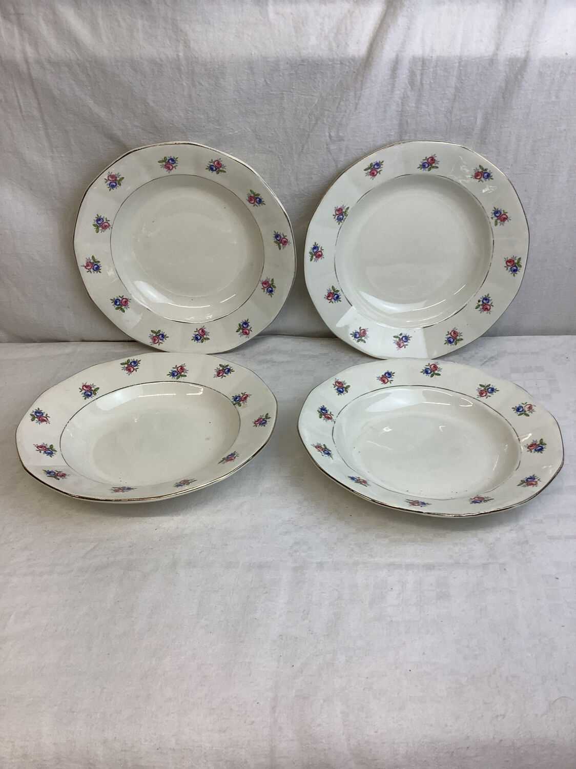 4 Vintage deep plates made in France Digoin Sarreguemines