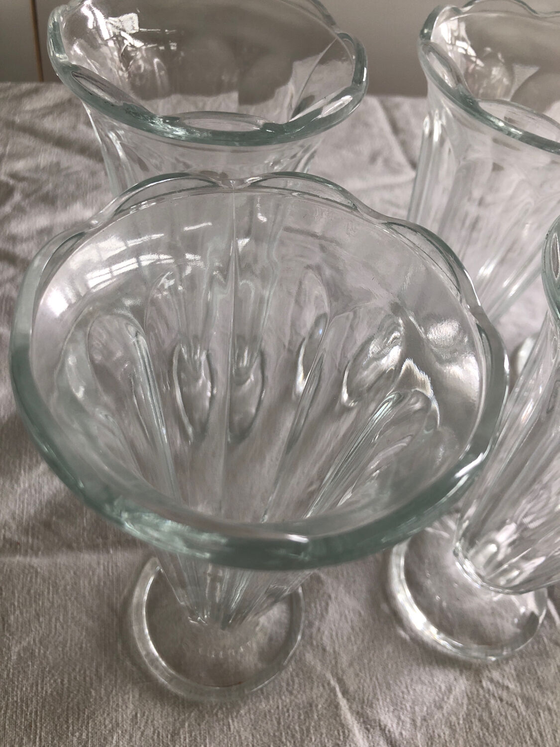 6 Vintage Italy Fidenza Glass Ice Cream Cups