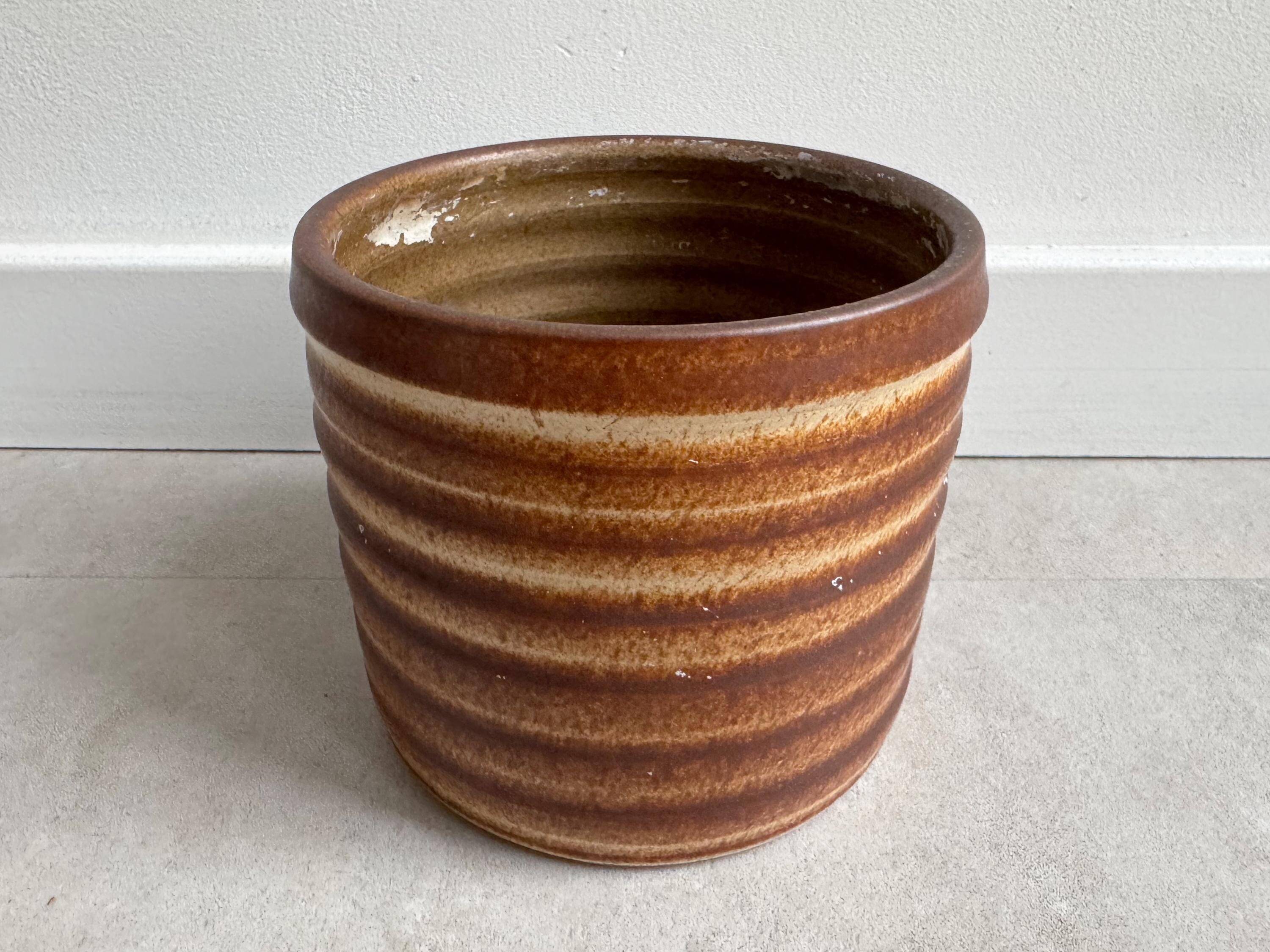 Vintage brown ceramic planter