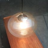 Suspended UFO-shaped glass luminaires in mid-century German Space Age style, set of 3.