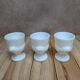 Lot de 3 coquetiers poule Arcopal blanc vintage