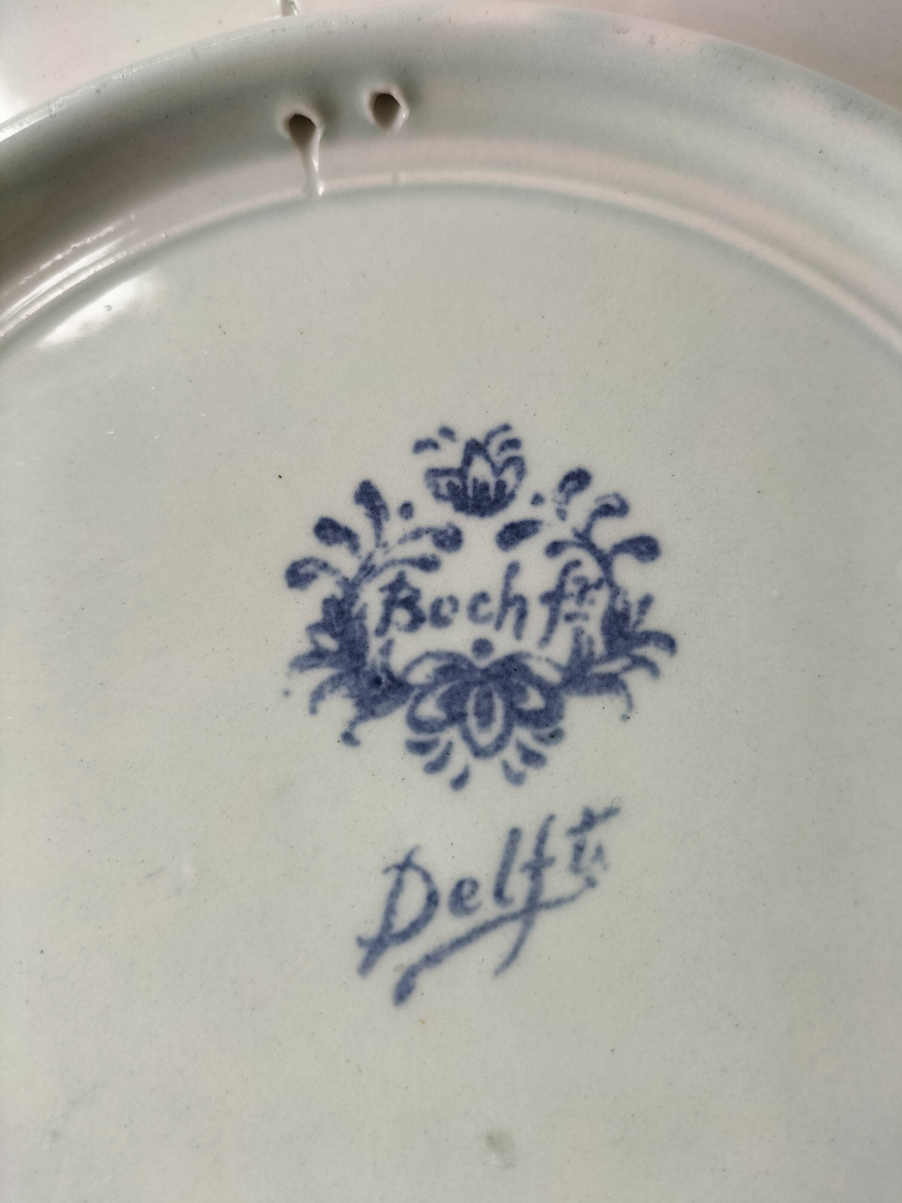Decorative plate Boch – Delft decor, winter scene (1960s–70s)
