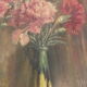 Old painting on panel - still life with carnations, signed P.Loiseau