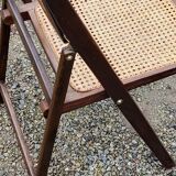 Set of 4 folding chairs wood and canning of the 70s