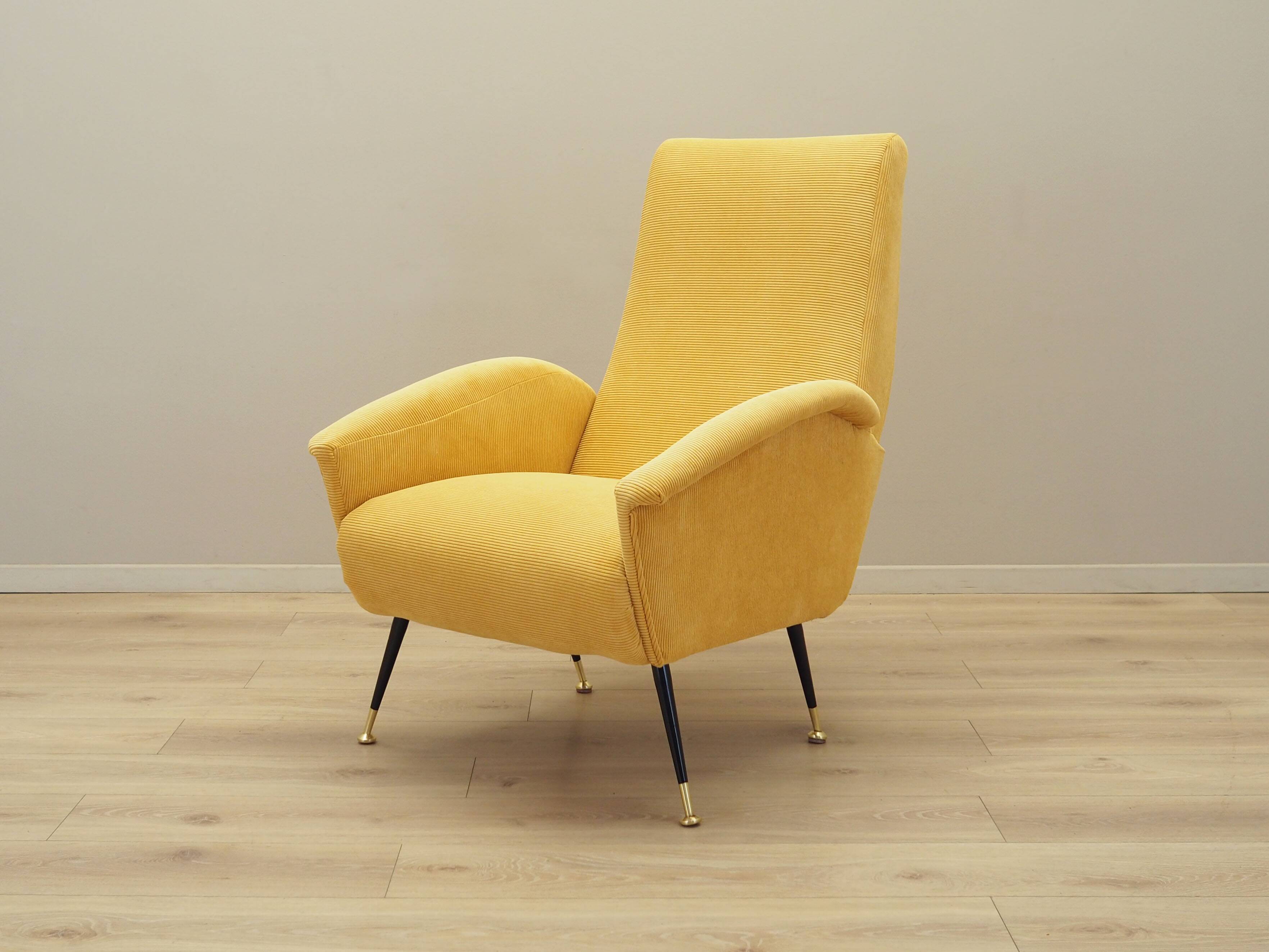 Yellow armchair, Italian design, 1970s, production: Italy