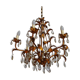 6-light bronze and Bohemian crystal chandelier, early 20th century