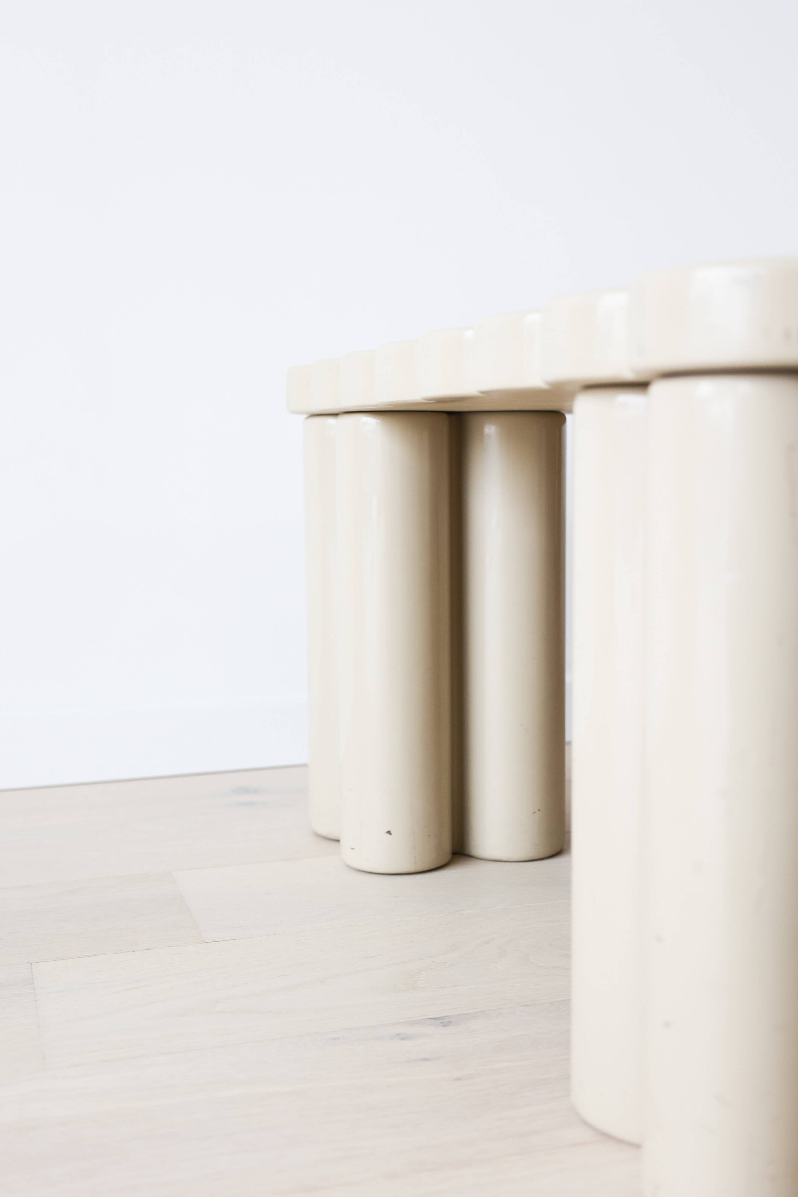 Italian scalloped coffee table in beige lacquer, 1980s