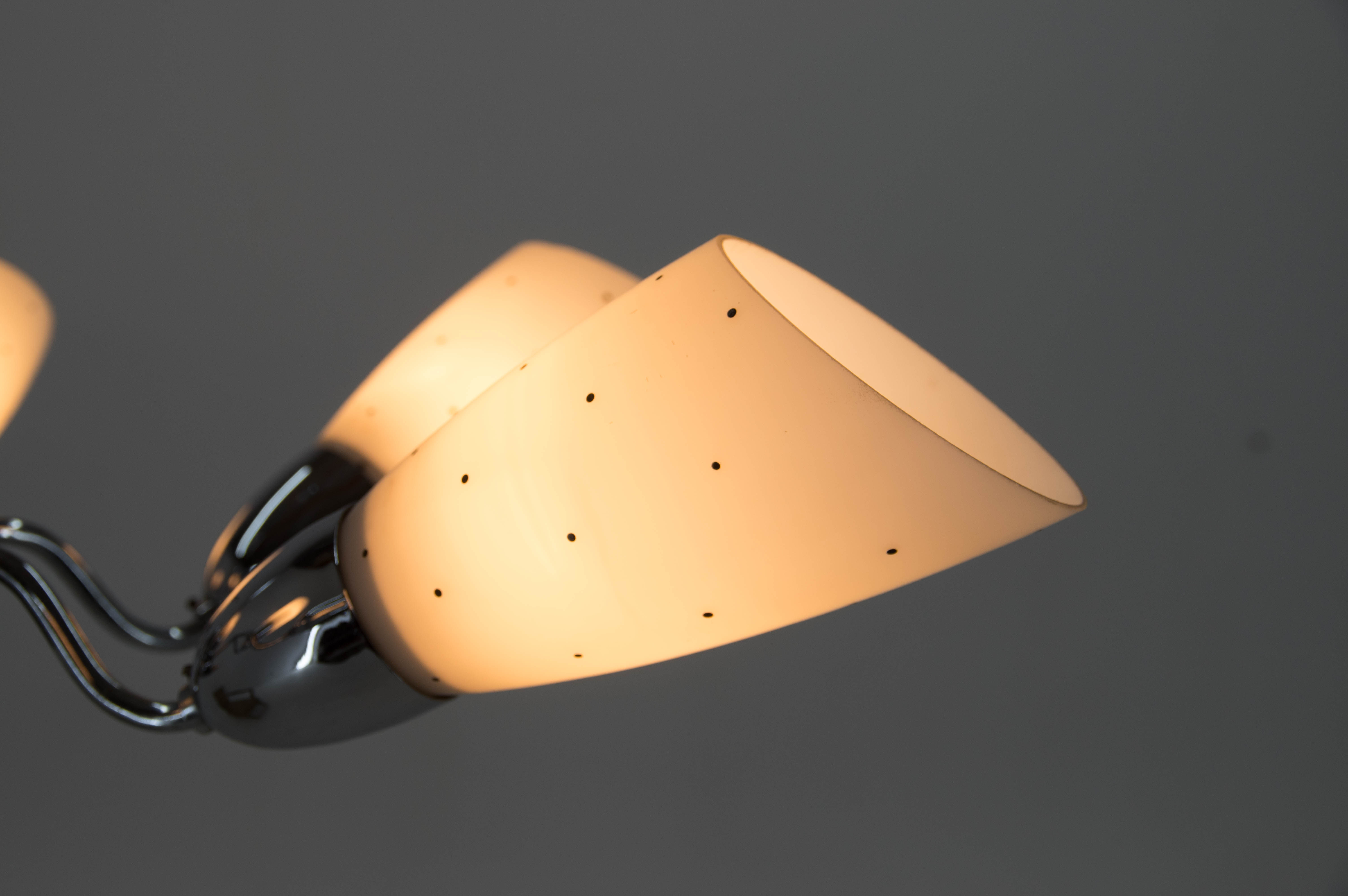 Mid-Century Chrome-Plated 6 Flamming Chandelier by Instala Decin, 1950s