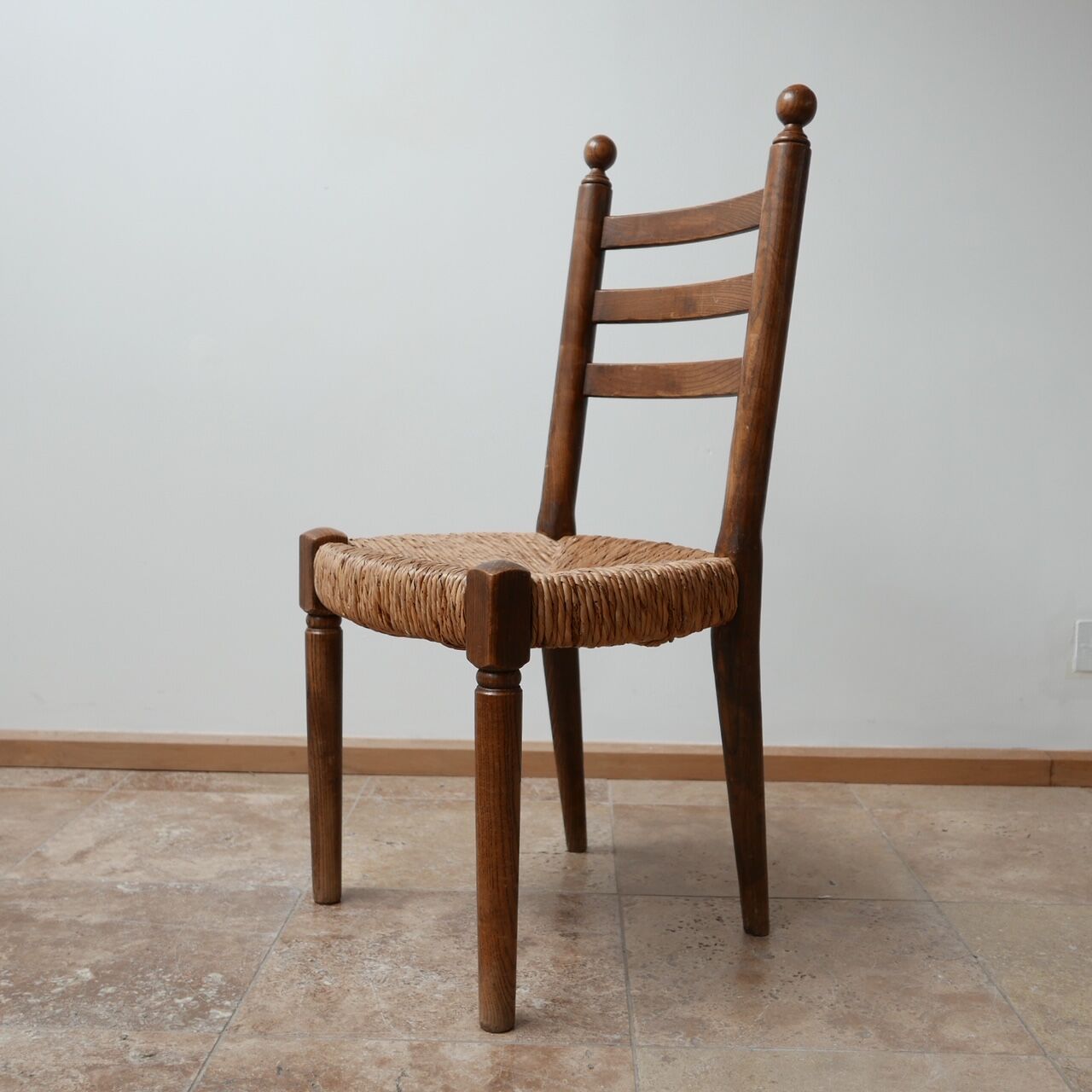 Set of 14 mid-century french rush farmhouse dining chairs