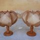 Pair of Scandinavian vintage wood and wire bedside lamps