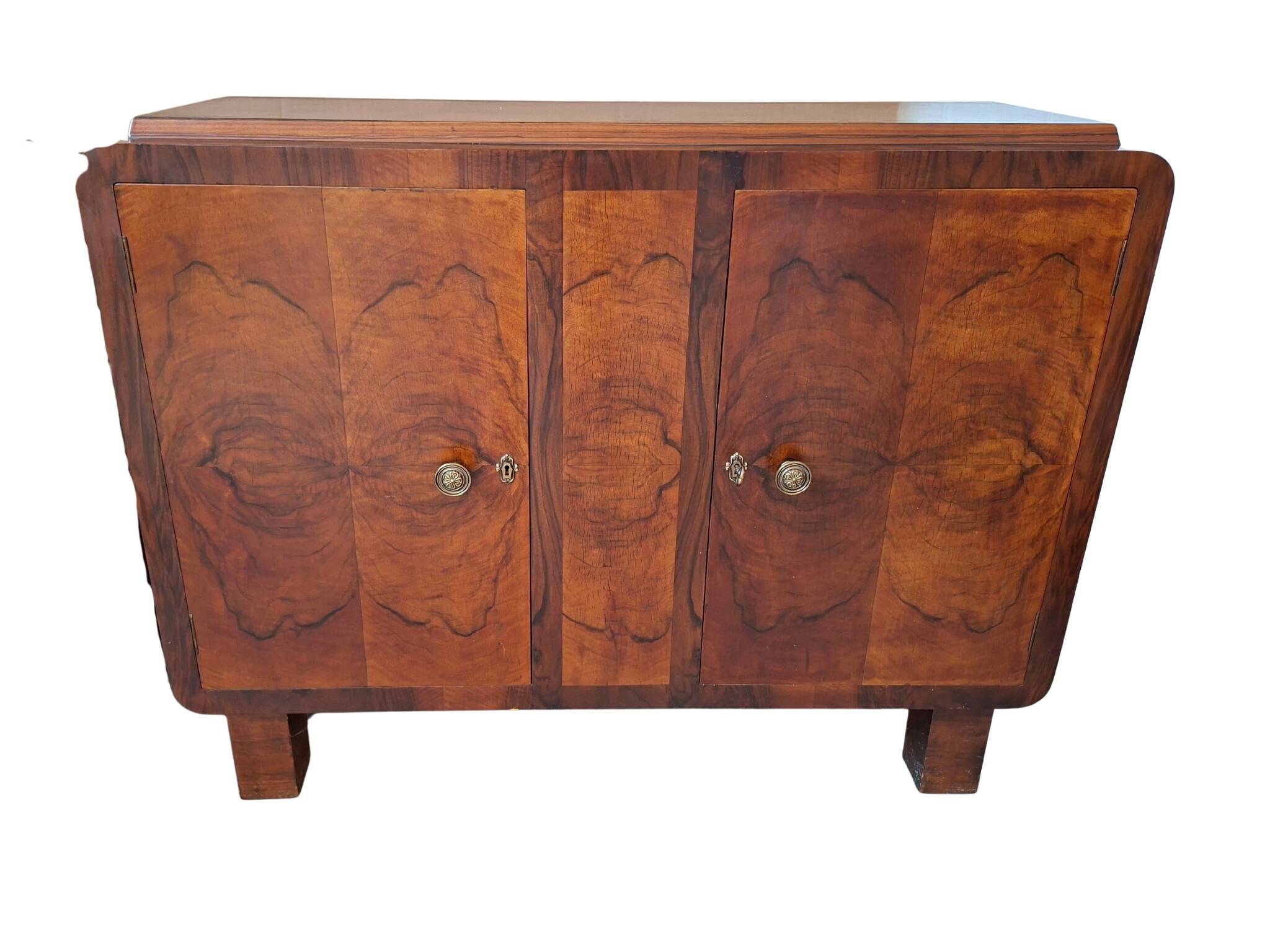 Coppia di credenze Art Deco anni '30 in radica