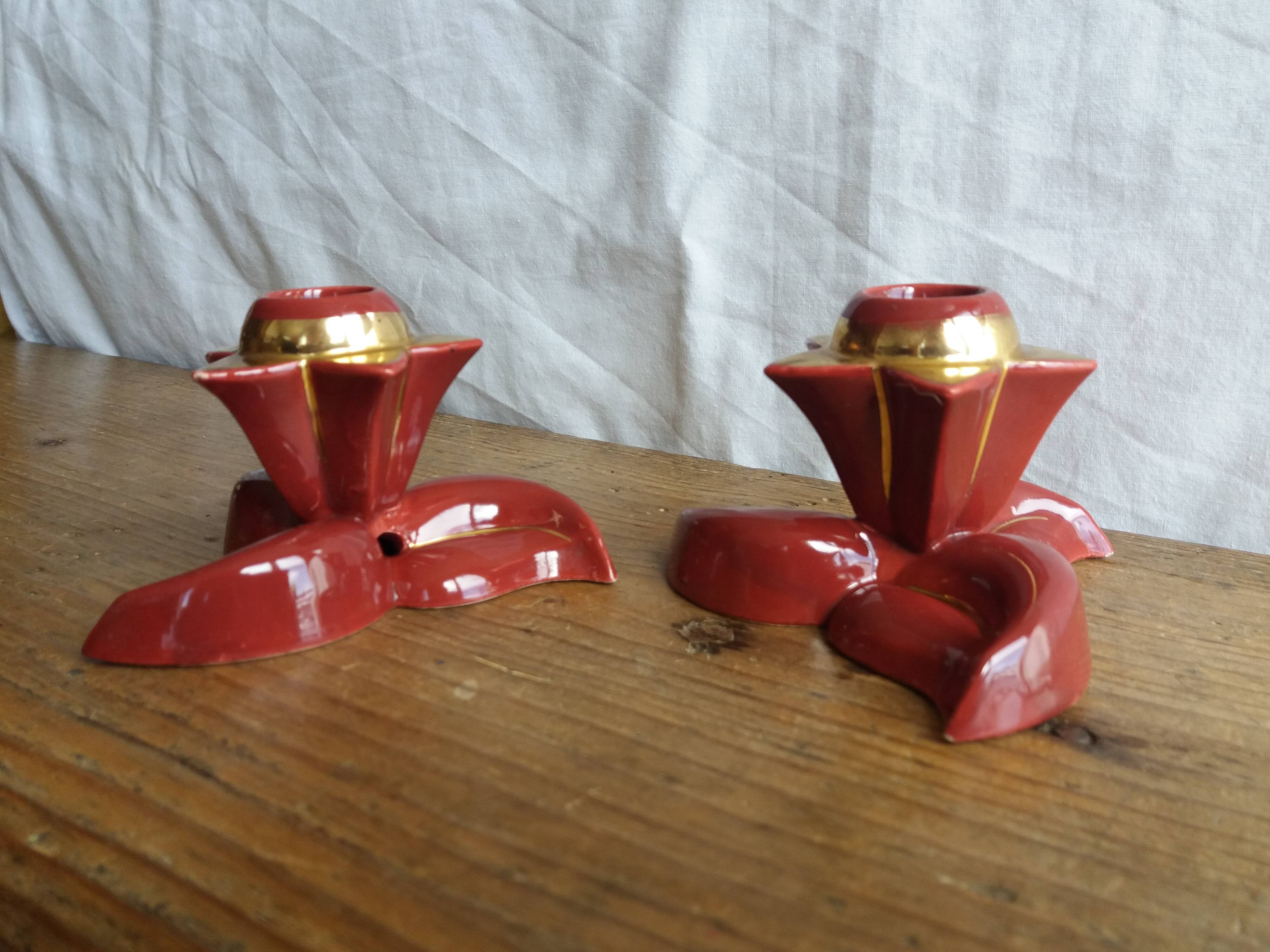 burgundy and gold candle holders