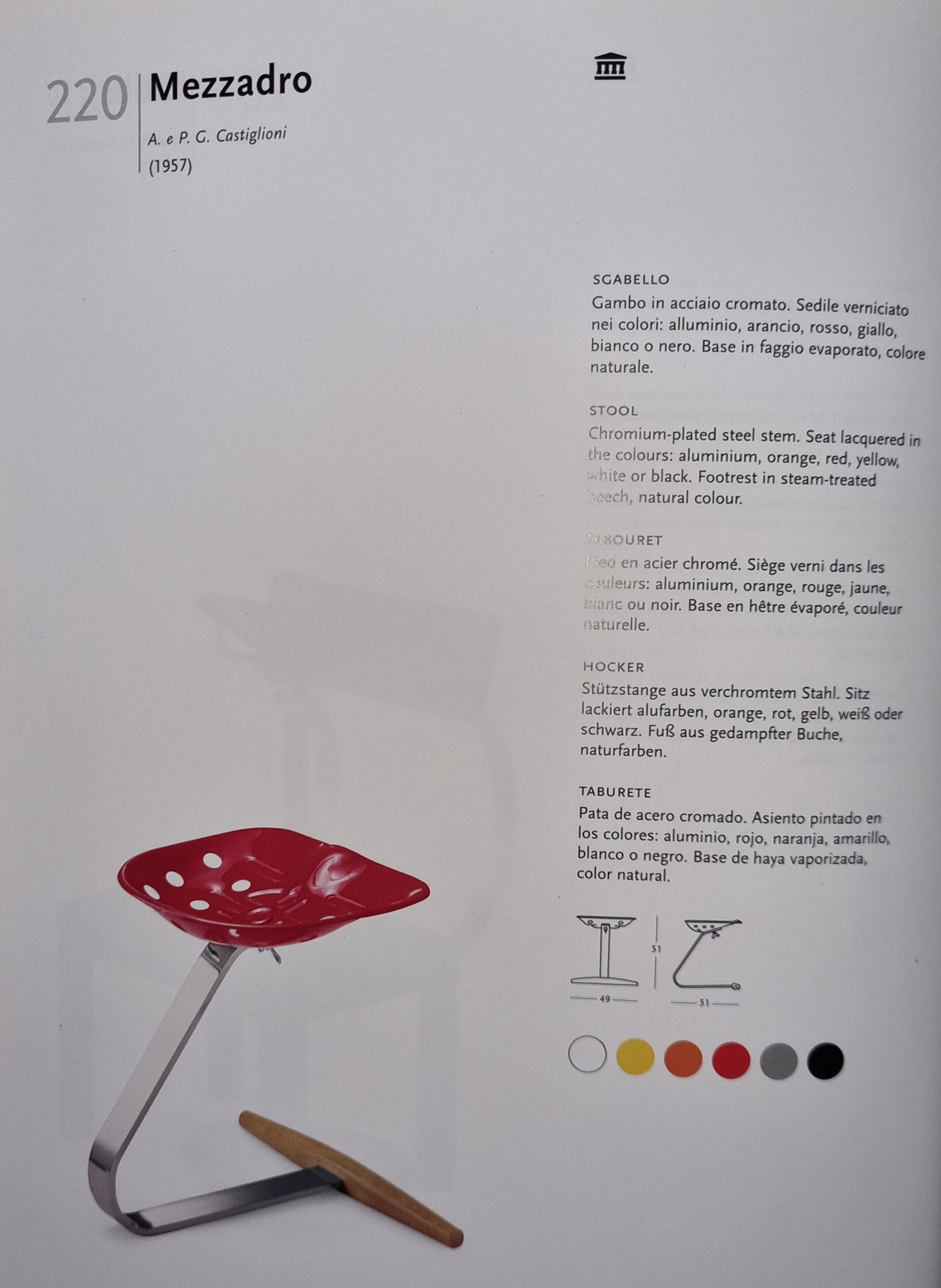 Mezzadro tractor stool by Castiglioni from 1957