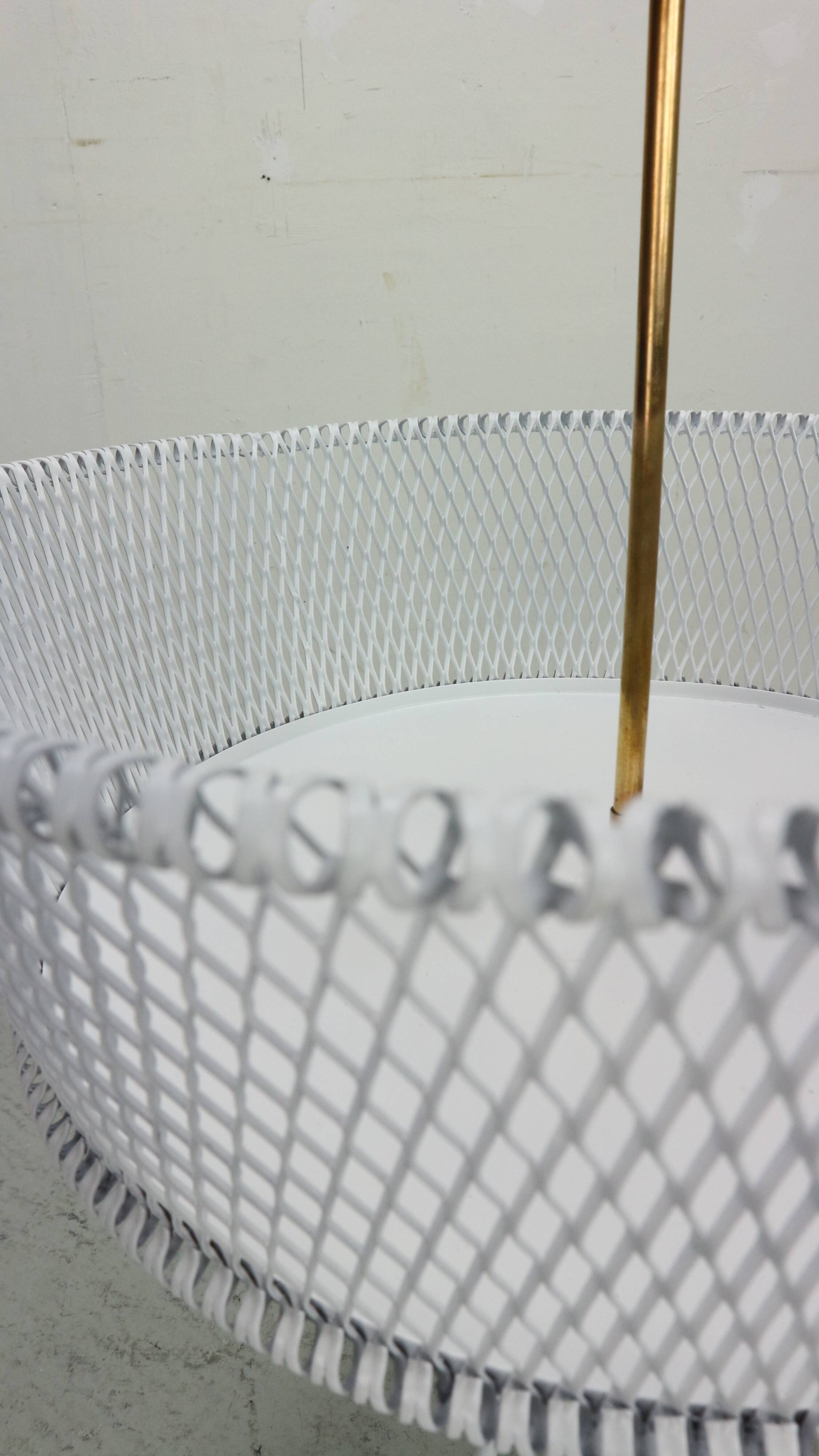 Vintage white metal and brass planter or basked, France 1960s