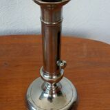 Pair of chrome-plated brass candlesticks