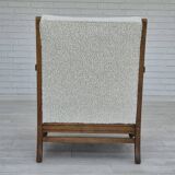 1950s, Scandinavian design, reupholstered armchair, white/light gray fabric, oak.