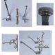 Three brass, chrome, aluminum hooks, early 20th century