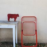 Red mesh folding chair Taulin 80s