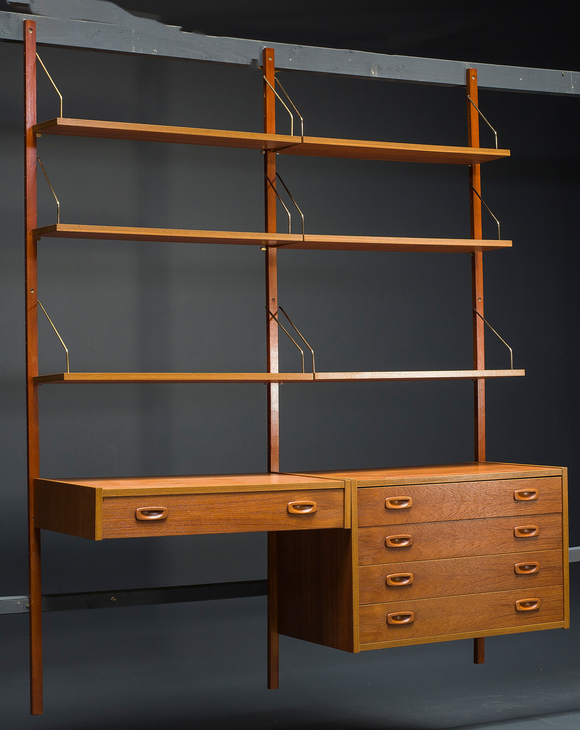 Danish teak ps modular wall units by preben sørensen for randers møbelfabrik, 1960s, set of 11